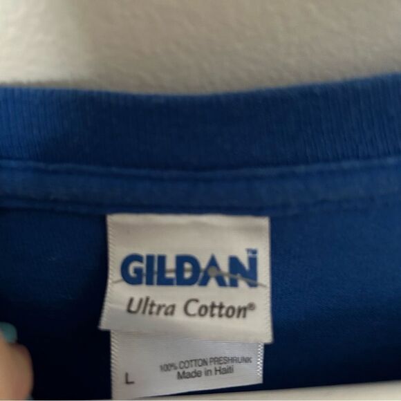 Delta Phi Epsilon Stitched Letter Tee Shirt NY Yankees Blue MLB Baseball Crew - Picture 9 of 10